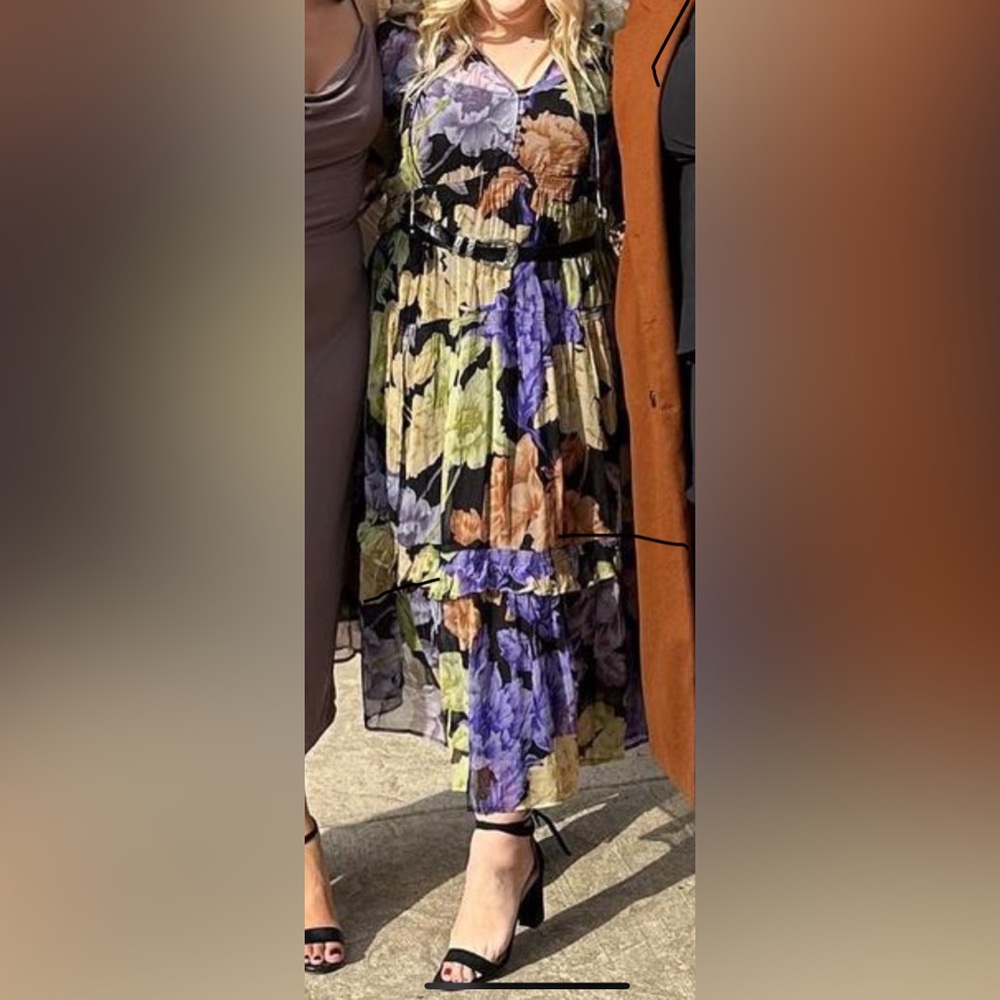 Anthropologie Floral Maxi Dress in Purple, Yellow, Black, Peach - Picture 4 of 4